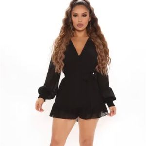 NWT Fashion Nova Love Letter Black Romper - XL
